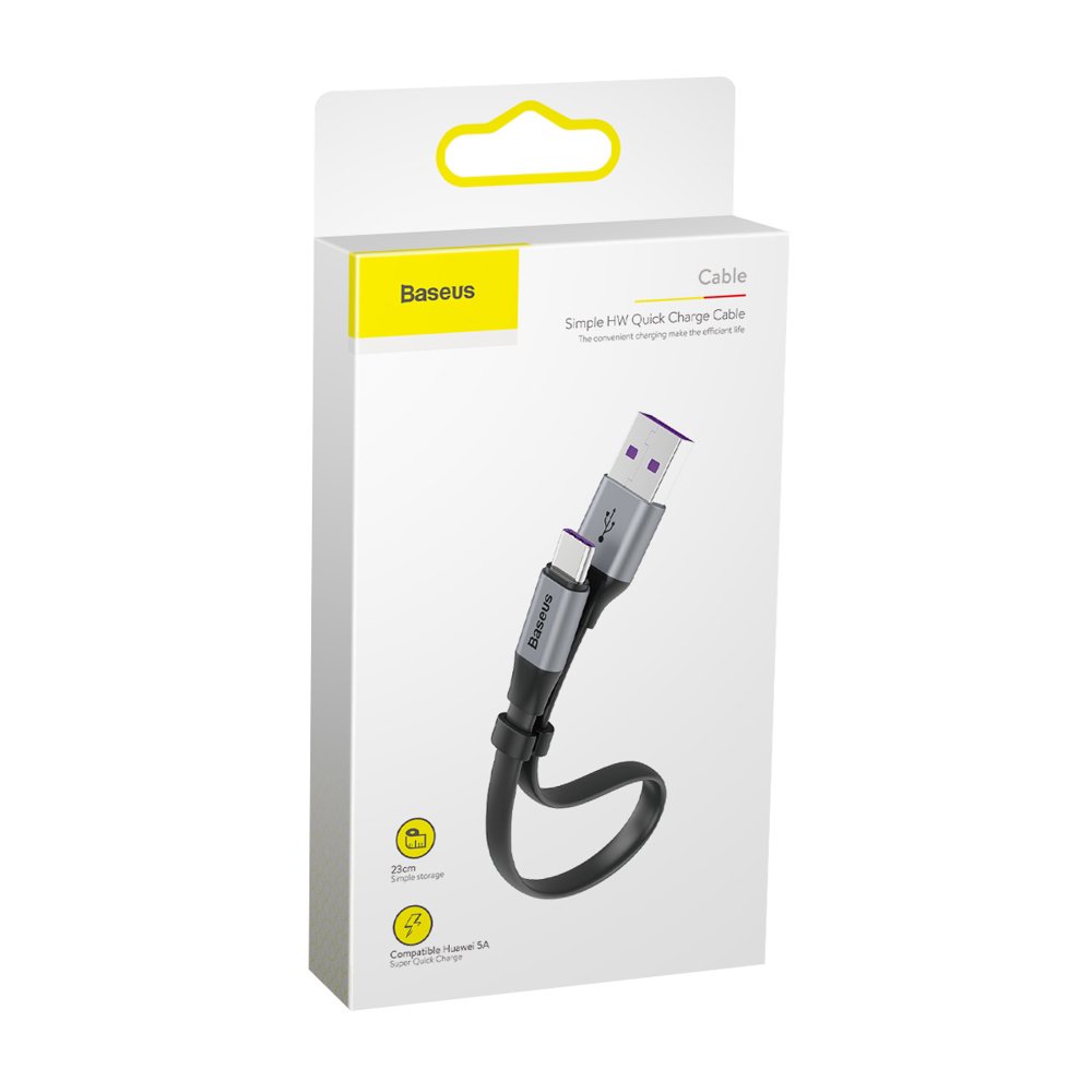 Kabel za Prijenos Podataka i Punjenje USB-A - USB-C Baseus Simple, 40W, 0.23m, Sivi CATMBJ-BG1