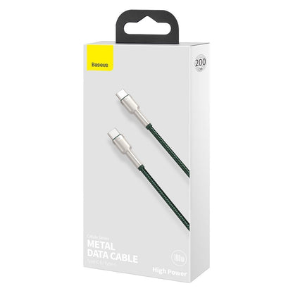 Kabl za Prenos Podataka i Punjenje USB-C - USB-C Baseus Cafule Metal Series, 100W, 2m, Zelen CATJK-D06
