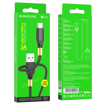 Kabel za Prijenos Podataka i Punjenje USB-A - USB-C Borofone BX92 Advantage, 18W, 1m, Crni