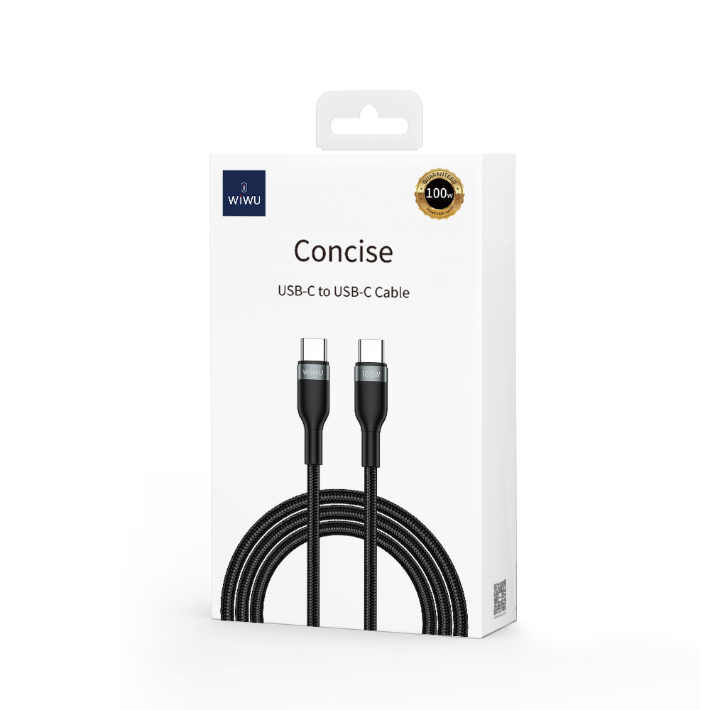 USB-C Data and Charging Cable - USB-C WiWu Wi-C017, 100W, 1.2m, Black 