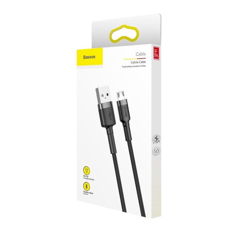 Kabel za Prijenos Podataka i Punjenje USB-A - microUSB Baseus Cafule, 18W, 0.5m, Sivi CAMKLF-AG1