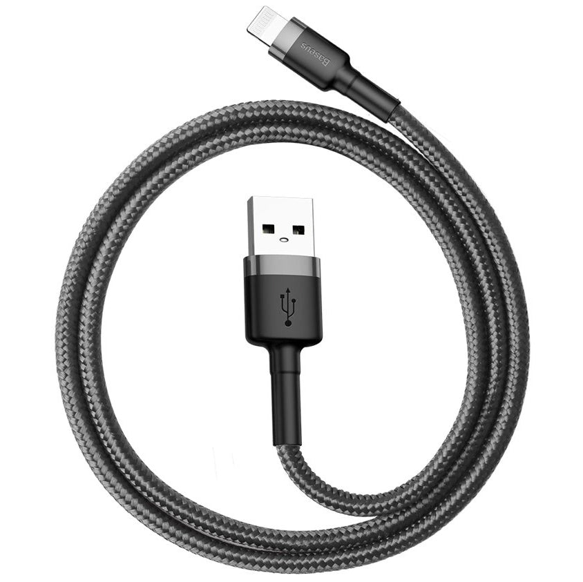 Data and Charging Cable USB-A - Lightning Baseus Cafule, 18W, 0.5m, Gray CALKLF-AG1 