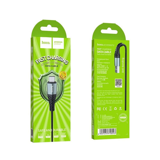 HOCO X38 Cool USB-A - microUSB Data and Charging Cable, 18W, 1m, Black 