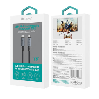 USB-C - USB-C DEVIA EC641 kabl za prenos podataka i punjenje, 240W, 1m, Crni