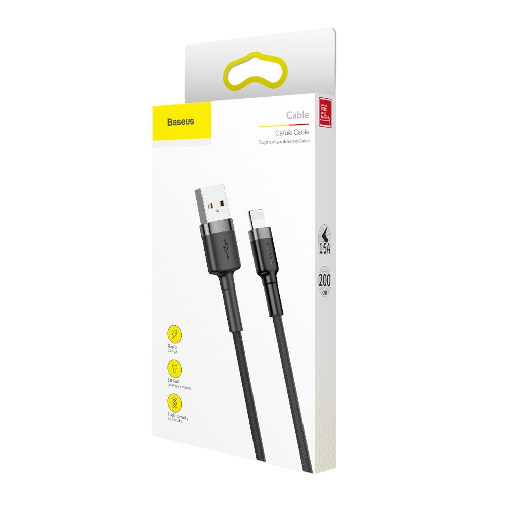 Kabel za Prijenos Podataka i Punjenje USB-A - Lightning Baseus Cafule, 18W, 2m, Sivi CALKLF-CG1
