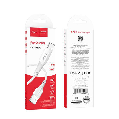 Kabl za podatke i punjenje USB-A - USB-C HOCO X70, 18W, 1m, Bela
