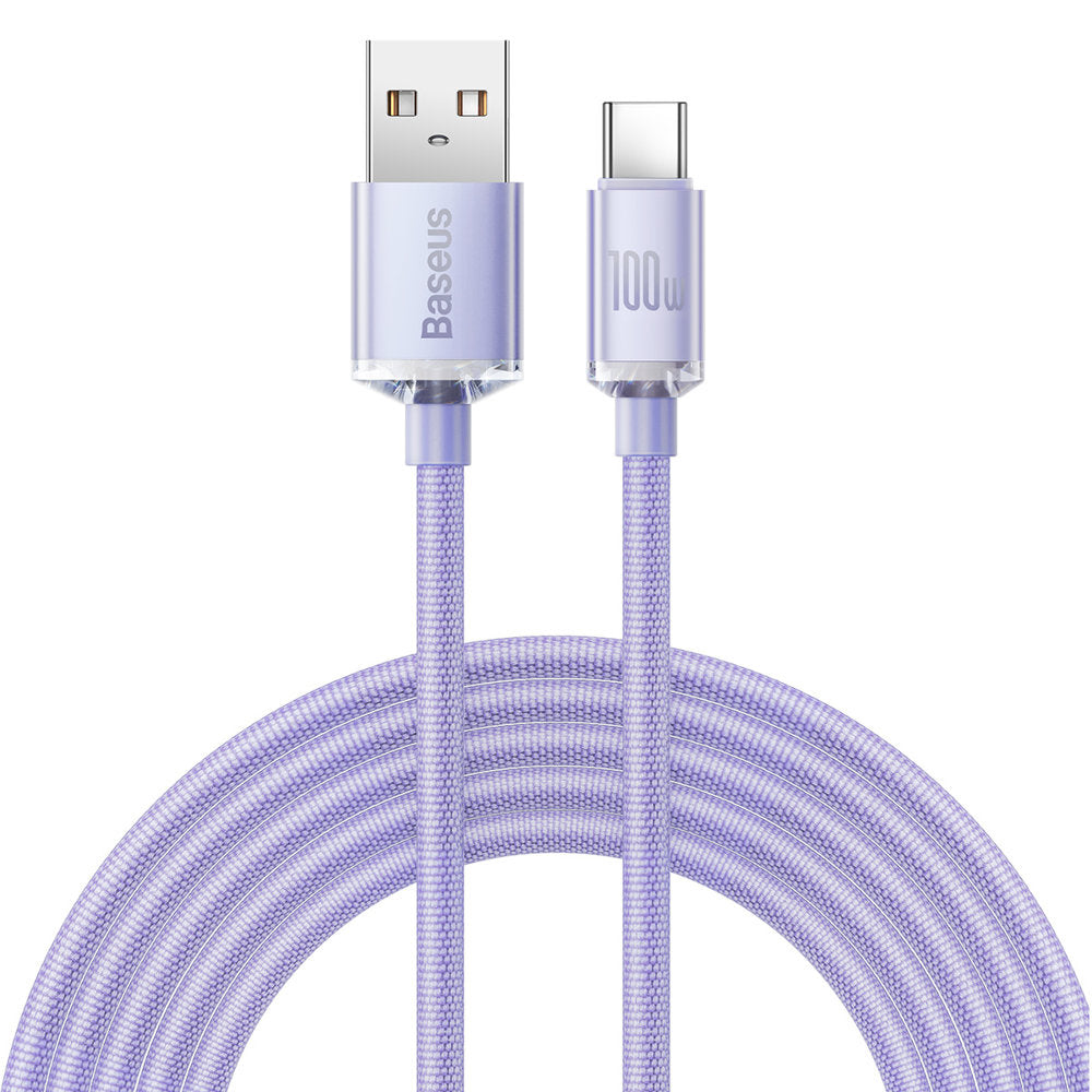 Kabel za Prijenos Podataka i Punjenje USB-A - USB-C Baseus Crystal Shine Series, 100W, 1.2m, Ljubičasti CAJY000405