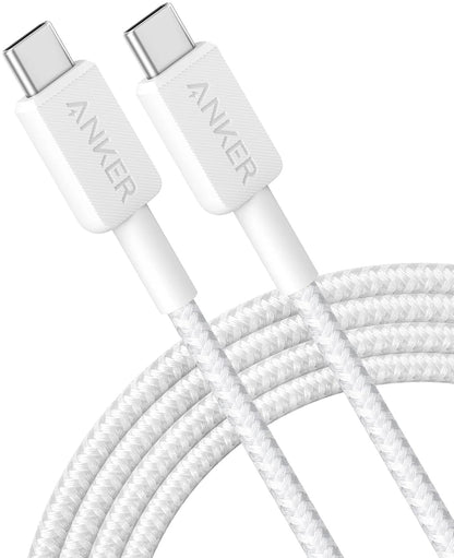 Kabel za Prijenos Podataka i Punjenje USB-C - USB-C Anker 322, 60W, 0.9m, Bijeli A81F5G21