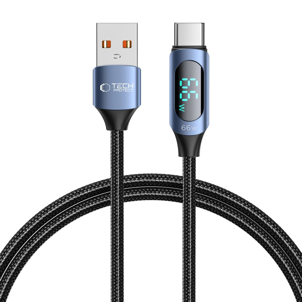 Data and Charging Cable USB-A - USB-C Tech-Protect Ultraboost LED, 66W, 1m, Blue