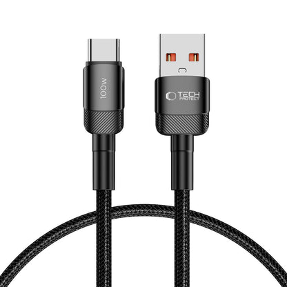 Kabl za Prenos Podataka i Punjenje USB-A - USB-C Tech-Protect Ultraboost EVO, 100W, 0.5m, Crni