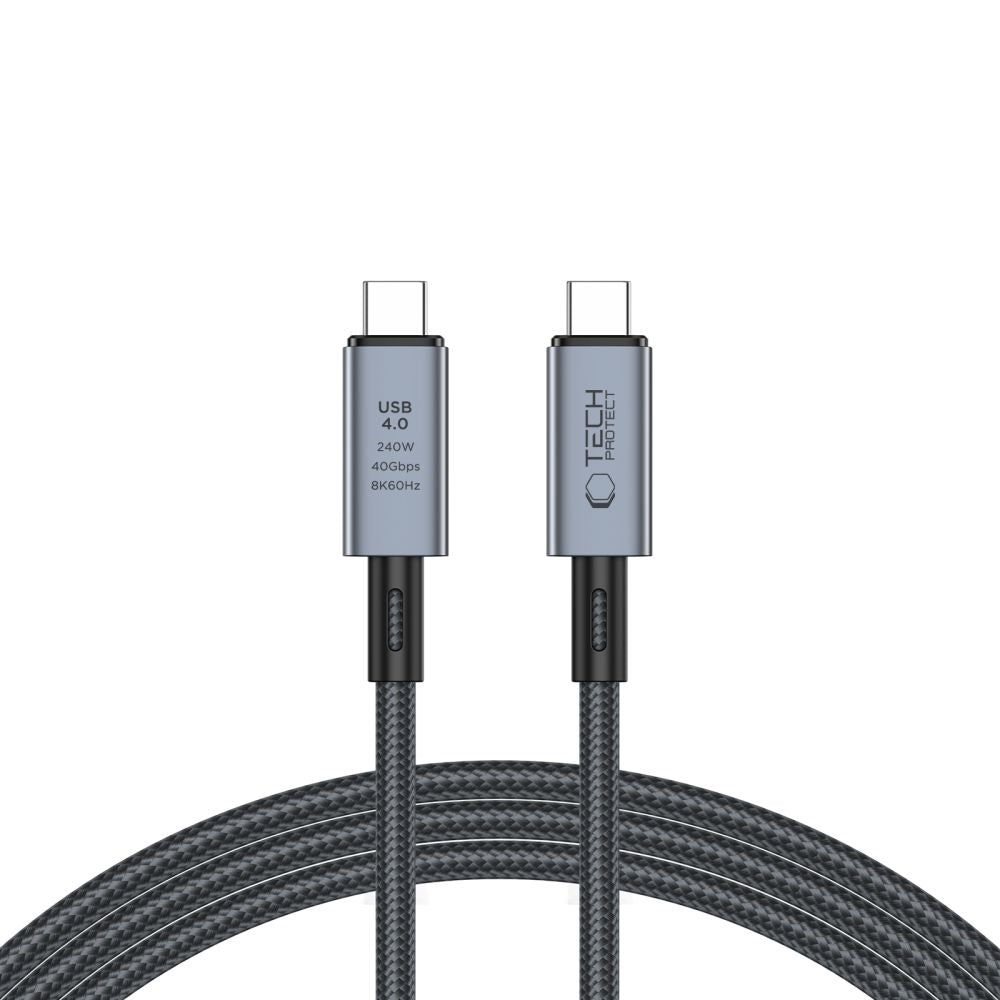 Kabl za Prenos Podataka i Punjenje USB-C - USB-C Tech-Protect Ultraboost Max, 240W, 2m, Sivi
