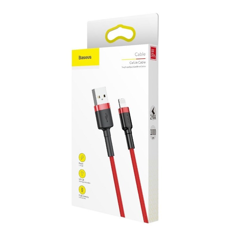 Kabl za Prenos Podataka i Punjenje USB-A - Lightning Baseus Cafule, 18W, 1m, Crveni CALKLF-B09