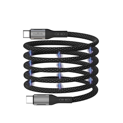 Kabl za Prenos Podataka i Punjenje USB-C - USB-C MaXlife MXUC-11 Magnetni, 100W, 1m, Crni