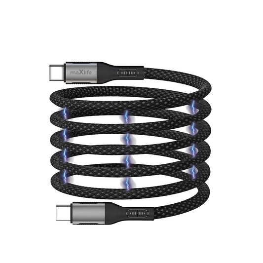 Kabl za Prenos Podataka i Punjenje USB-C - USB-C MaXlife MXUC-11 Magnetni, 100W, 1m, Crni