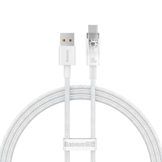 Kabl za Prenos Podataka i Punjenje USB-A - USB-C Baseus Explorer, 100W, 1m, Beli CATS010402