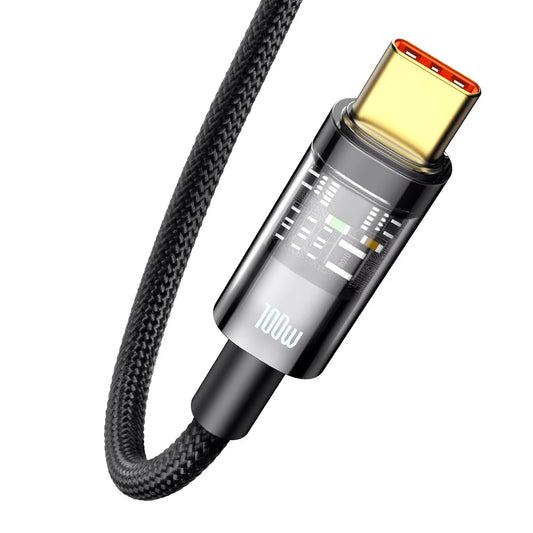 Kabl za Prenos Podataka i Punjenje USB-A - USB-C Baseus Explorer, 100W, 2m, Crni CATS000301