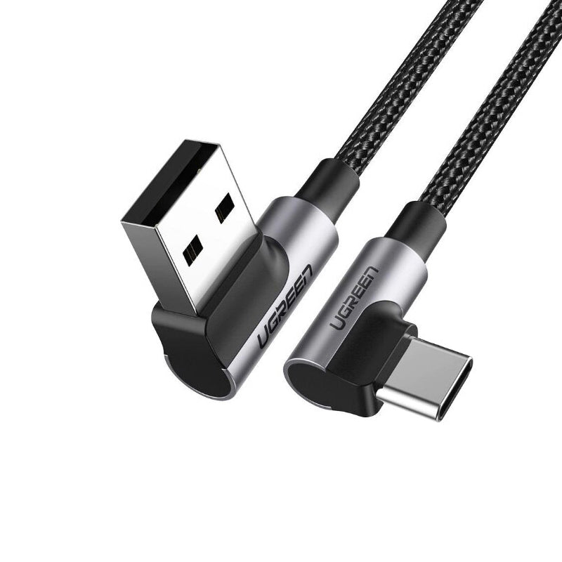 Data and Charging Cable USB-A - USB-C UGREEN US176 Angled, 60W, 0.5m, Black 