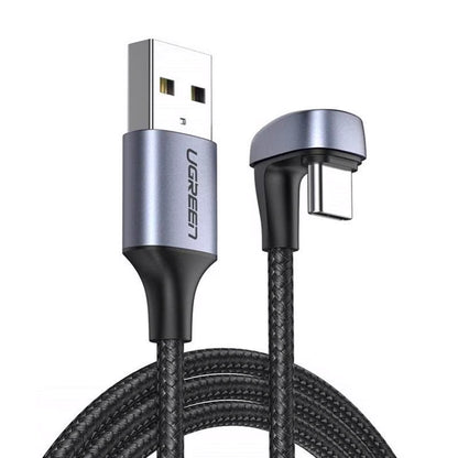 Kabl za Prenos Podataka i Punjenje USB-A - USB-C UGREEN US311 Angled, 18W, 1m, Sivi