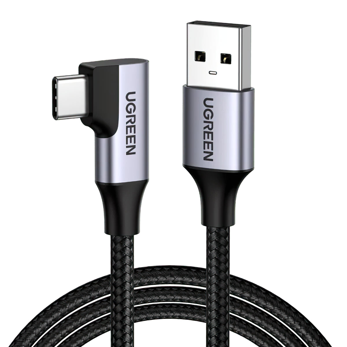 Kabel za Prijenos Podataka i Punjenje USB-A - USB-C UGREEN US385 Angled, 60W, 1m, Sivi
