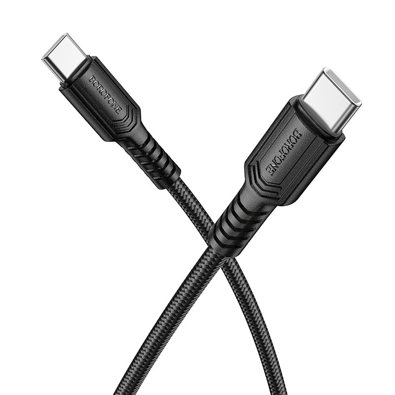 Kabl za prenos podataka i punjenje USB-C - USB-C Borofone BX116 Certain, 60W, 1m, Crni
