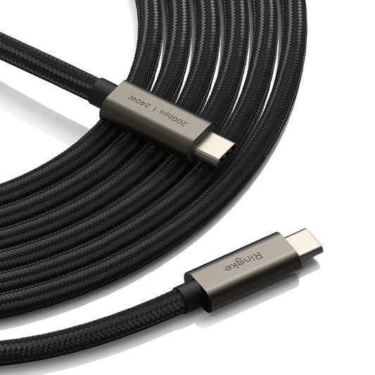 Kabl za podatke i punjenje USB-C - USB-C Ringke 2X2, 240W, 1m, Crni