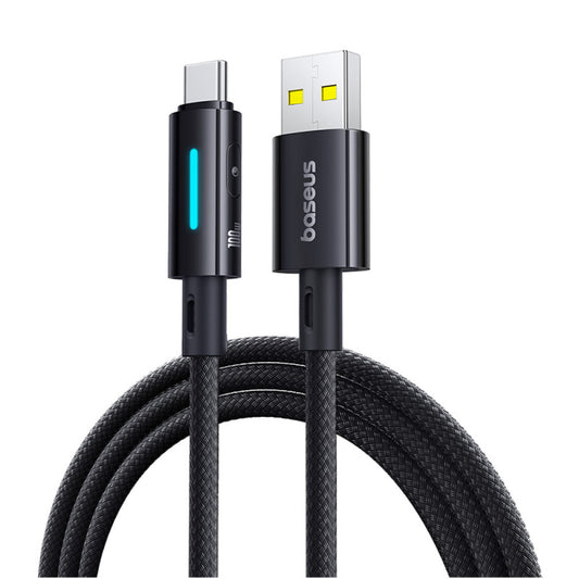 Kabl za podatke i punjenje USB-A - USB-C Baseus Lit Button Control, 100W, 2m, Crni P10379002121-01