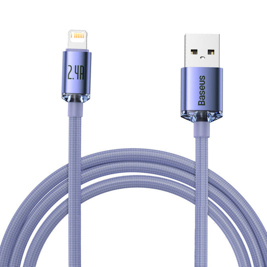 Kabl za podatke i punjenje USB-A - Lightning Baseus Crystal Shine Series, 18W, 2m, Ljubičasti CAJY000105