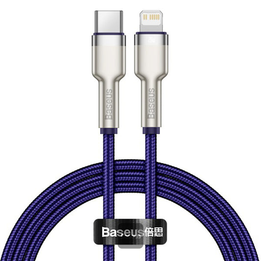 Kabl za prenos podataka i punjenje USB-C - Lightning Baseus Cafule Metal Series, 20W, 1m, Ljubičasti CATLJK-A05