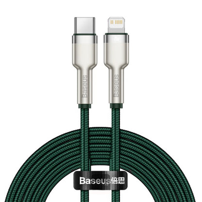 Kabl za prenos podataka i punjenje USB-C - Lightning Baseus Cafule Metal Series, 20W, 2m, Zelen CATLJK-B06