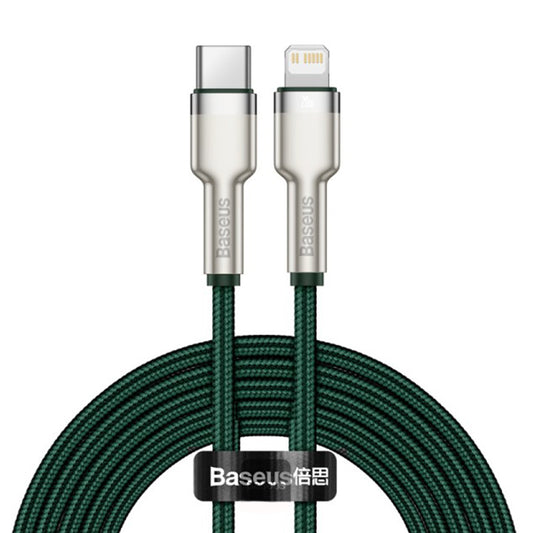 Kabl za prenos podataka i punjenje USB-C - Lightning Baseus Cafule Metal Series, 20W, 2m, Zelen CATLJK-B06