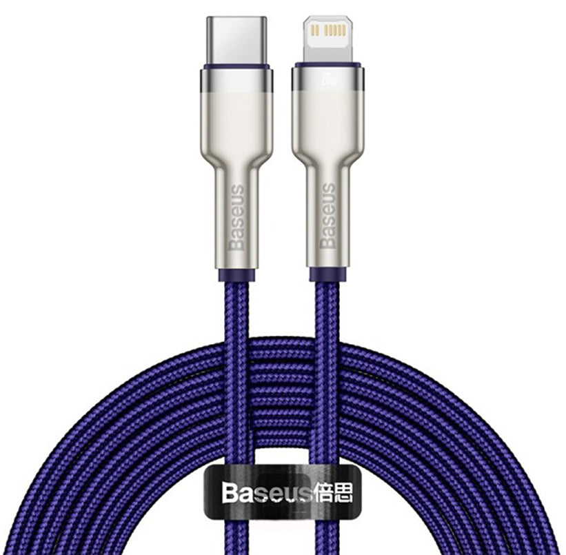 Kabl za prenos podataka i punjenje USB-C - Lightning Baseus Cafule Metal Series, 20W, 2m, Ljubičasti CATLJK-B05