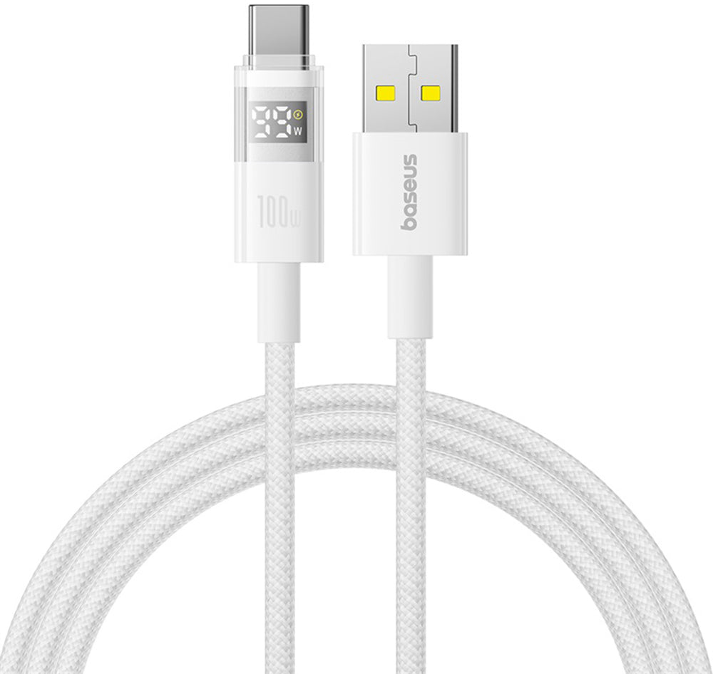 Kabl za prenos podataka i punjenje USB-A - USB-C Baseus Display 2, 100W, 2m, Beli P10382701211-01