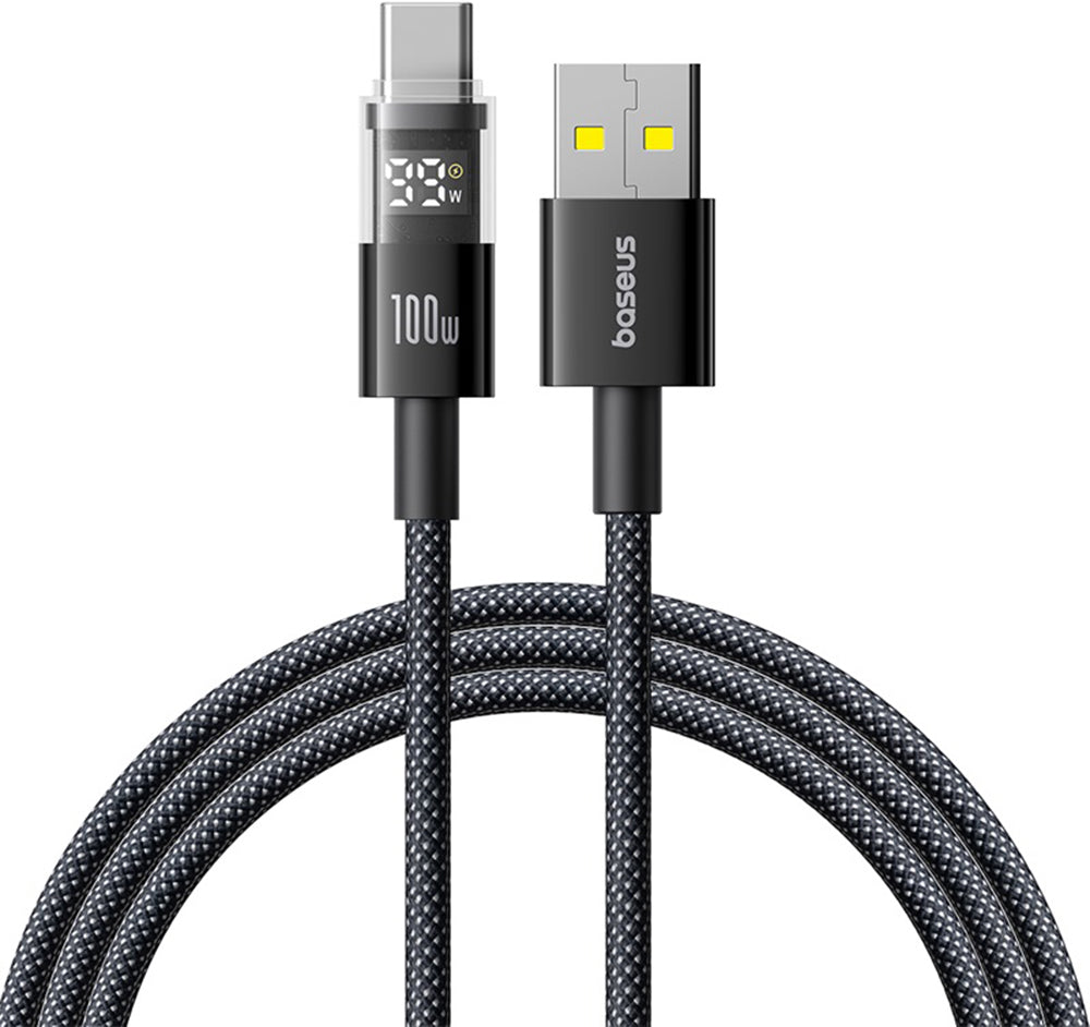 Kabl za prenos podataka i punjenje USB-A - USB-C Baseus Display 2, 100W, 1m, Crni P10382701121-00