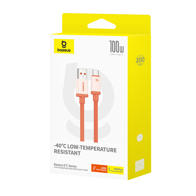 Kabl za podatke i punjenje USB-A - USB-C Baseus Zero Degree Series, 100W, 2m, Crveni