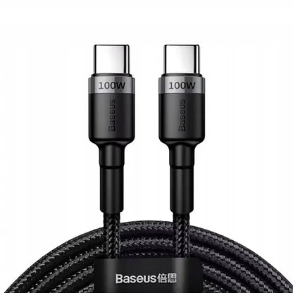 Kabl za prenos podataka i punjenje USB-C - USB-C Baseus Cafule, 100W, 2m, Sivi CATKLF-BLG1