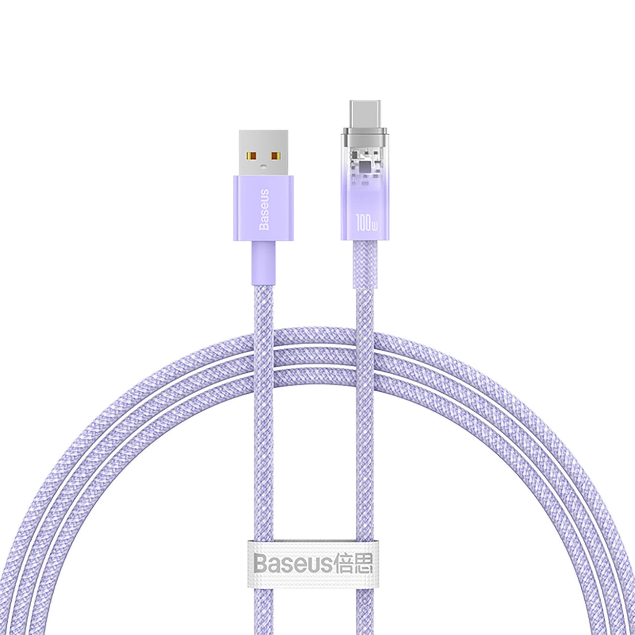 Kabl za prenos podataka i punjenje USB-A - USB-C Baseus Explorer, 100W, 1m, Ljubičasti CATS010405