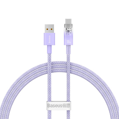 Kabl za prenos podataka i punjenje USB-A - USB-C Baseus Explorer, 100W, 1m, Ljubičasti CATS010405