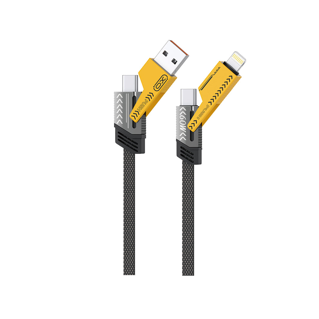 Kabl za podatke i punjenje USB-A / USB-C - Lightning / USB-C XO Design NB283, 60W, 1m, Sivi