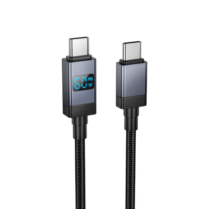 Kabl za podatke i punjenje USB-C - USB-C HOCO X118 Display, 60W, 1m, Crni