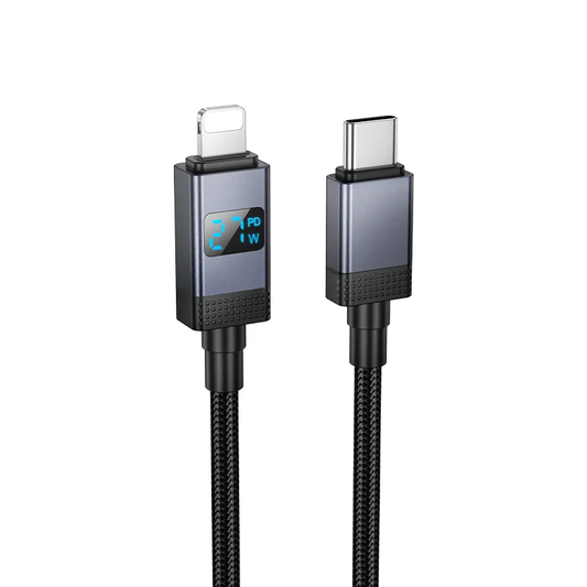 Kabl za podatke i punjenje USB-C - Lightning HOCO X118 Display, 27W, 1m, Crni