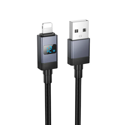 Kabl za Prenos Podataka i Punjenje USB-A - Lightning HOCO X118 Display, 12W, 1m, Crni