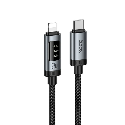 Kabl za prenos podataka i punjenje USB-C - Lightning HOCO Display U148, 27W, 1.2m, Crni