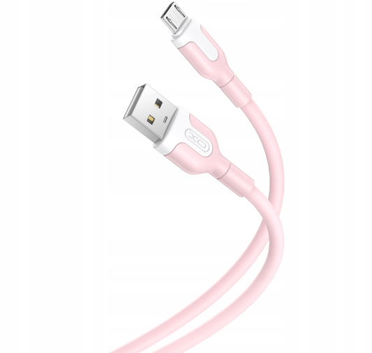 Kabl za prenos podataka i punjenje USB-A - microUSB XO Design NB212, 18W, 1m, Roze