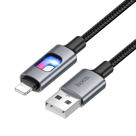 Kabl za podatke i punjenje USB-A - Lightning HOCO U144 Led, 18W, 1.2m, Crni