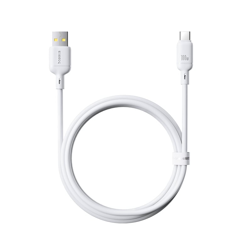 Kabl za Podatke i Punjenje USB-A - USB-C Baseus Silky, 100W, 1m, Beli P10377703213-00