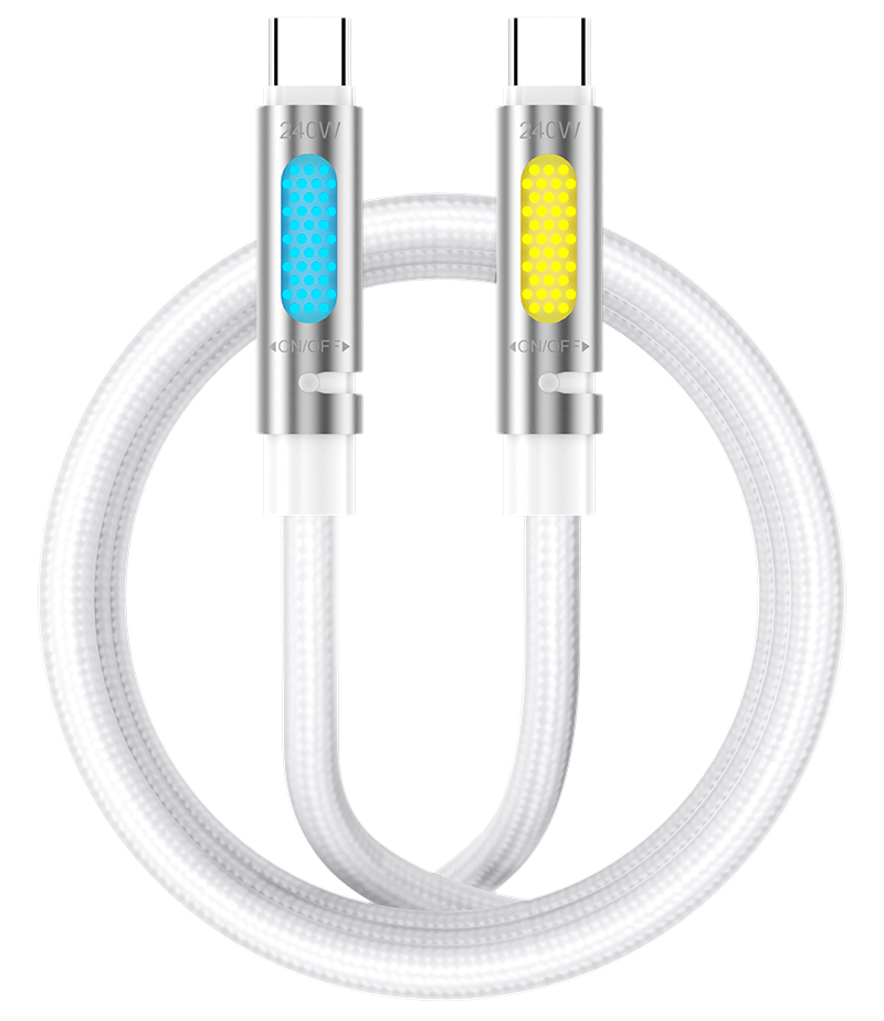 USB-C - USB-C BWOO X325C-C Led kabl za prenos podataka i punjenje, 240W, 1.2m, Bela