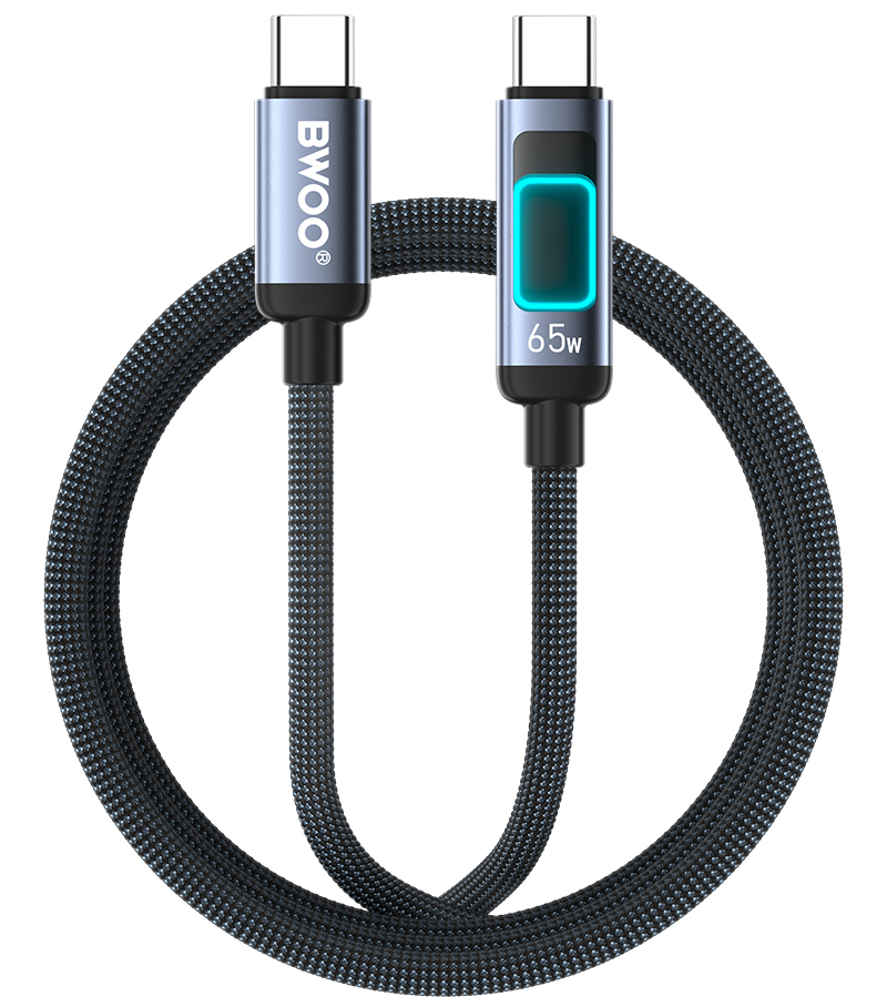 Kabl za prenos podataka i punjenje USB-C - USB-C BWOO X324CC Display, 65W, 1m, Crni