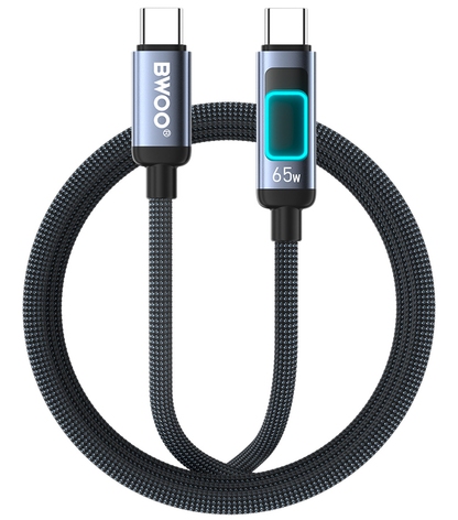 Kabl za prenos podataka i punjenje USB-C - USB-C BWOO X324CC Display, 65W, 1m, Crni