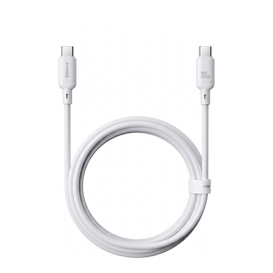 Kabl za podatke i punjenje USB-C - USB-C Baseus Silky, 100W, 2m, Beli