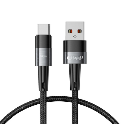 Kabl za prenos podataka i punjenje USB-A - USB-C Tech-Protect Ultraboost, 66W, 0.5m, Siva
